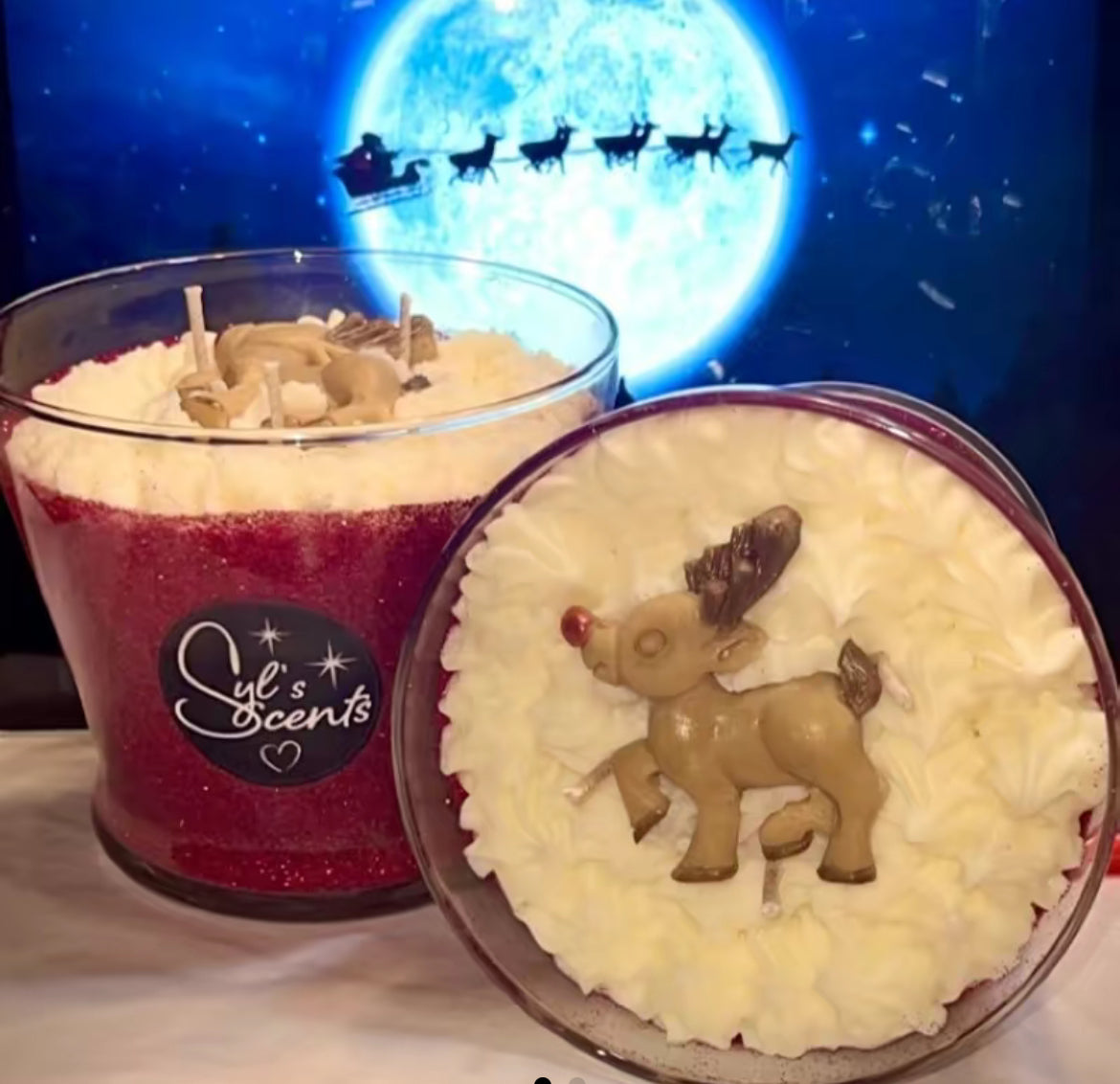 Reindeer Games Dessert Candle